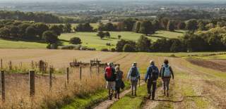A group of people walking in the Yorkshire Wolds