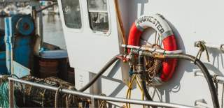 A close up of one of the fishing boats on Bridlington harbour
