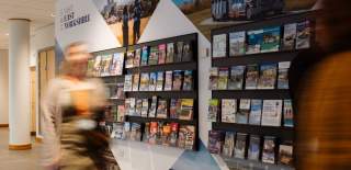 The main leaflet display at Beverley's Tourist Information Centre in Champney Treasure House