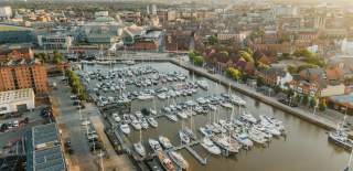 An overhead view of Hull Marina