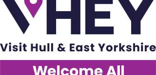 Logo Puprle and White VHEY - Visit Hull and East Yorkshire - Welcome All