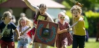children participating in Roman Week in Chichester