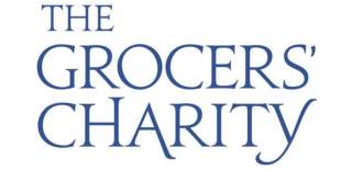The Grocers Charity logo. The words are written in blue writing.