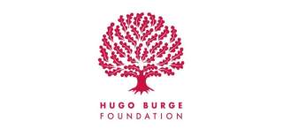 Hugo Burge Foundation logo. A red tree with text underneath in red saying Hugo Burge Foundation.