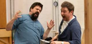 Actors in rehearsal for Sarah Middleton's play 'let it burn'