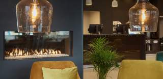 Fireplace and warm atmosphere at Scandic Brennemoen