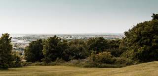 A view of Portsmouth looking down from the top of Portsdown Hill
