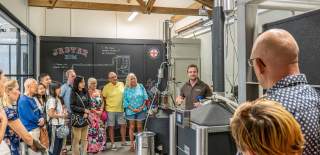 A group tour of the Shakespeare Distillery