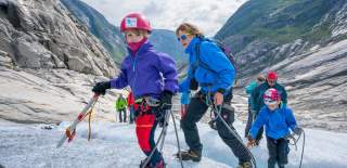Guided glacier hike for kids on Nigardsbreen Glacier