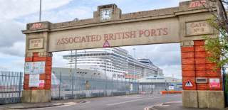 ABP entrance at dock gate 8 with cruise ship in the background