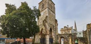 Inside of Holyrood Church ruins in Southampton.