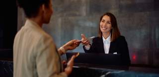 Hotel reception check in