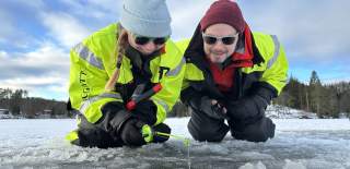 Ice fishing trollaktiv close up