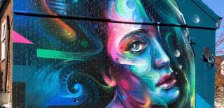 Street art mural, New Brighton, Wirral - MR CENZ - RAINBOW GODDESS