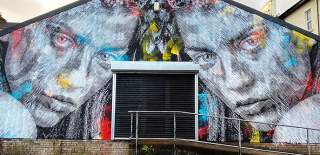 Street art Mural, building front, New Brighton - SNIK - COLD TENDERNESS