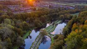 Chalk Springs Fishery view over lakes and Arundel