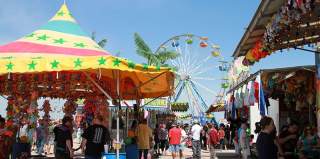 Ferris wheel and concession stands at the Misquamicut Fall Festival