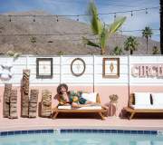 Man in lounger at a resort in Palm Springs