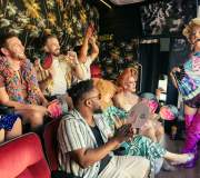 People on bus at Drag & Fly Tour in Palm Springs