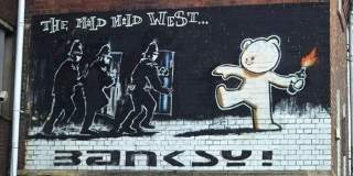 Banksy's 'The Mild Mild West' mural in Stokes Croft, central Bristol