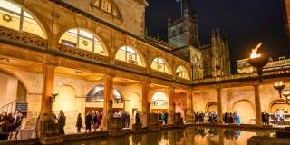 The Roman Baths at night