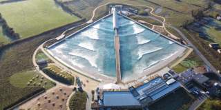 An aerial drone shot of The Wave inland surfing lake near Bristol - credit The Wave