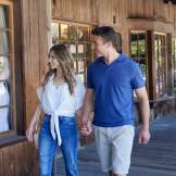 Couple walking in Old Town Temecula holding hands