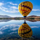 Hot Air Balloon Over Lake Skinner