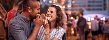 078 Couple Eating Belgian Liège Waffle at Bastille Days in Milwaukee
