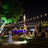 picnic tables courtyard at taste