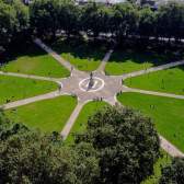 An aerial view of Queen Square park in central Bristol