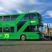 A green City Lines bus infront of Bristol Temple Meads - Credit First Bus