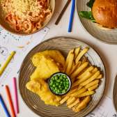 Selection of kids meals and menu with colouring in - credit The Maple