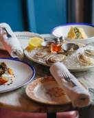 Gulf Oysters, Ceviche, Pork Belly with Grilled Peaches and Ricotta, Bitter Mai Tai, Champagne - Seaworthy - Ace Hotel New Orleans