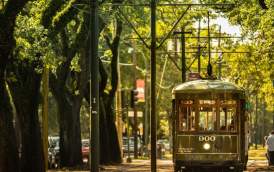 St. Charles Avenue Streetcar in Uptown New Orleans