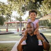 Father and Daughter enjoying the Fun in the Park event.