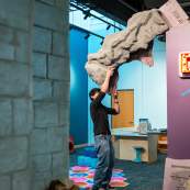 Museum workers constructing the new children's area