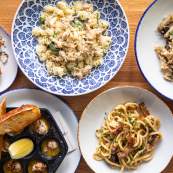 A spread of Northern Italian cuisine.