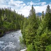 Drone shot of rafting North fork shoshone river
