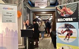 Entrance to Xtra Innings social sponsored by Tourism Kelowna