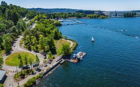 aerial of outdoor attractions on the water