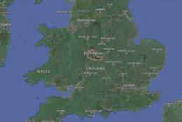 Google Map of England with West Midlands outlined