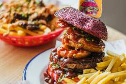 Burger and fries from Soul Junk Smothered in Beverley