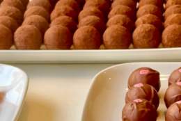 A selection of chocolates on display at Kate Chocolatier in Beverley, East Yorkshire