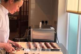 Kate Fletcher producing chocolates from her chocolate shop in Beverley, East Yorkshire