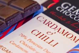 A cardamom and chilli chocolate bar from Gemini Chocolate