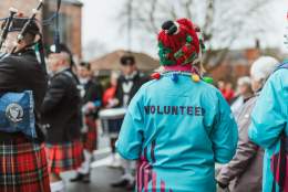 a HEY volunteer walking in the parade at the Beverley Festival of Christmas