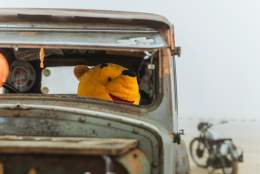 close up of a bonnet and windscreen