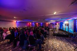 Jason Bradbury on stage at the VHEY tourism conference