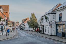 View down Lyndhurst high street in the New Forest